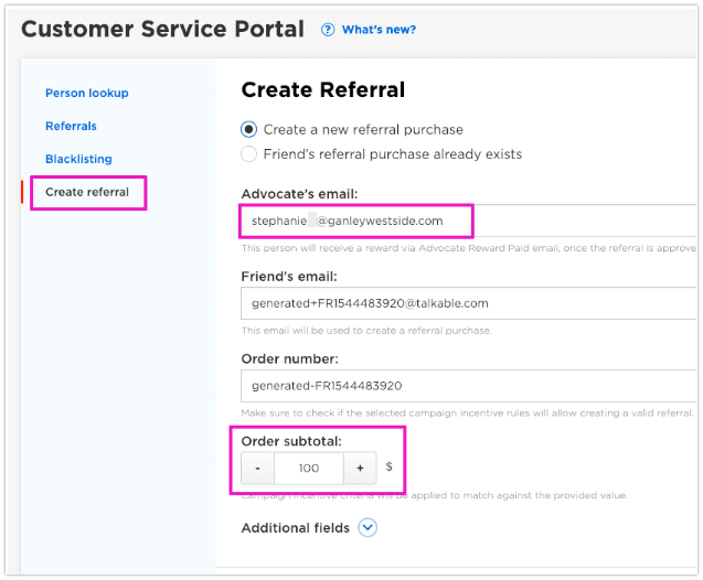 Use case #6: Creating a referral for an Advocate — Talkable Documentation