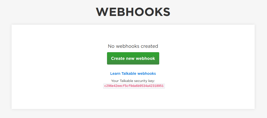 Webhook Security Key