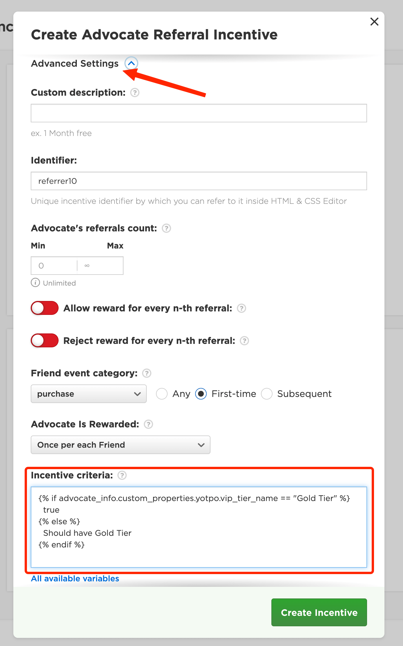 Using Yotpo Loyalty & Referrals person custom properties in Incentive criteria