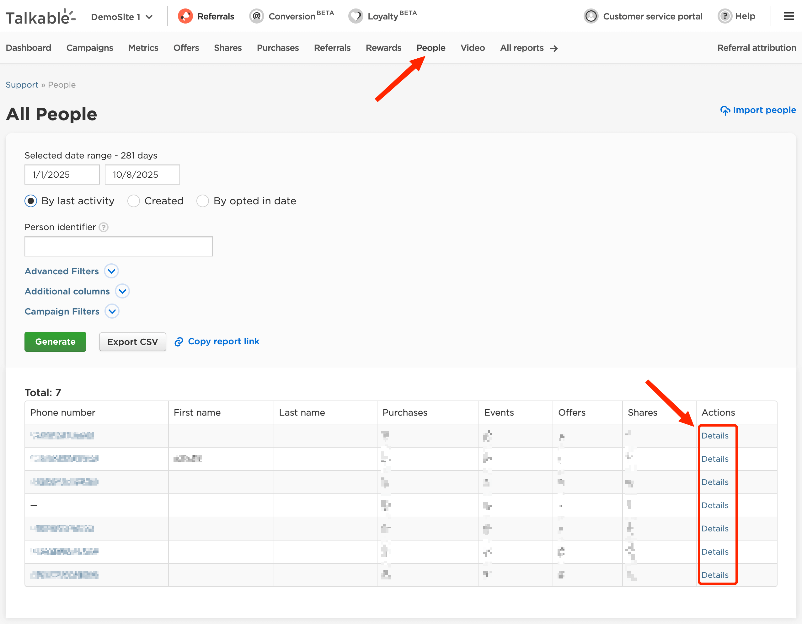 Yotpo Loyalty & Referrals person custom properties in People report